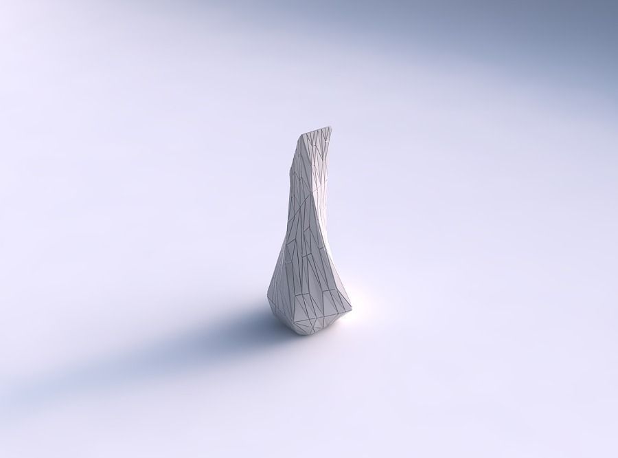 Vase twisted top bent rectangle 2 with random triangle plates 3D print model