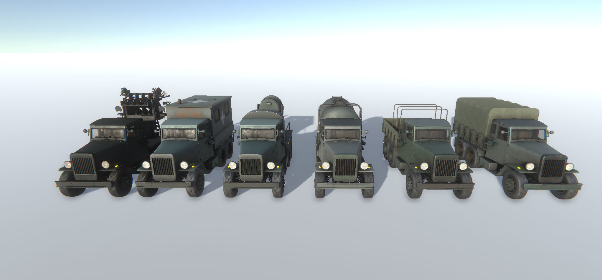 3D model Old Military Trucks Set VR / AR / lowpoly CGTrader