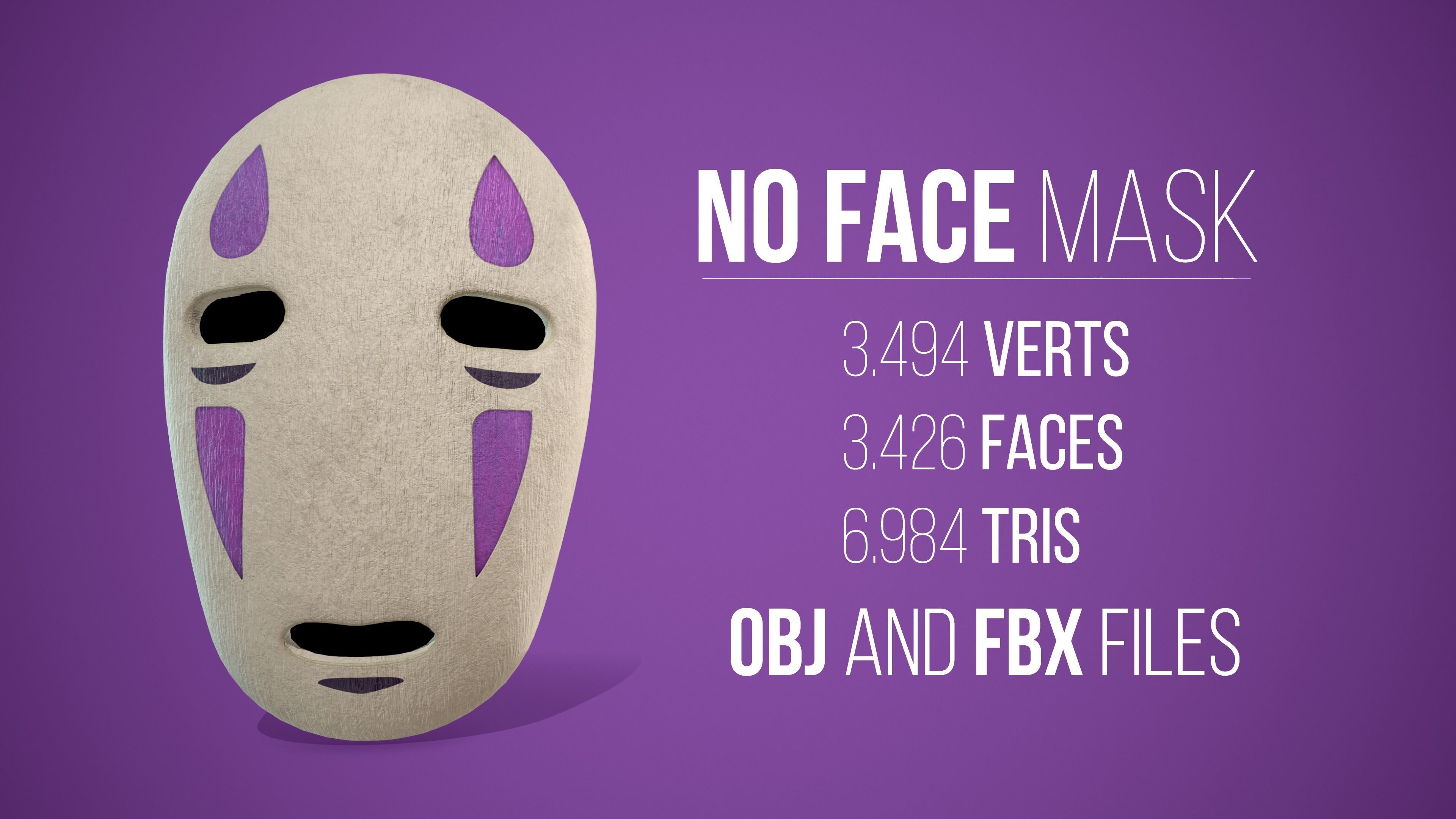 3D model No Face Mask Spirited Away VR / AR / lowpoly CGTrader