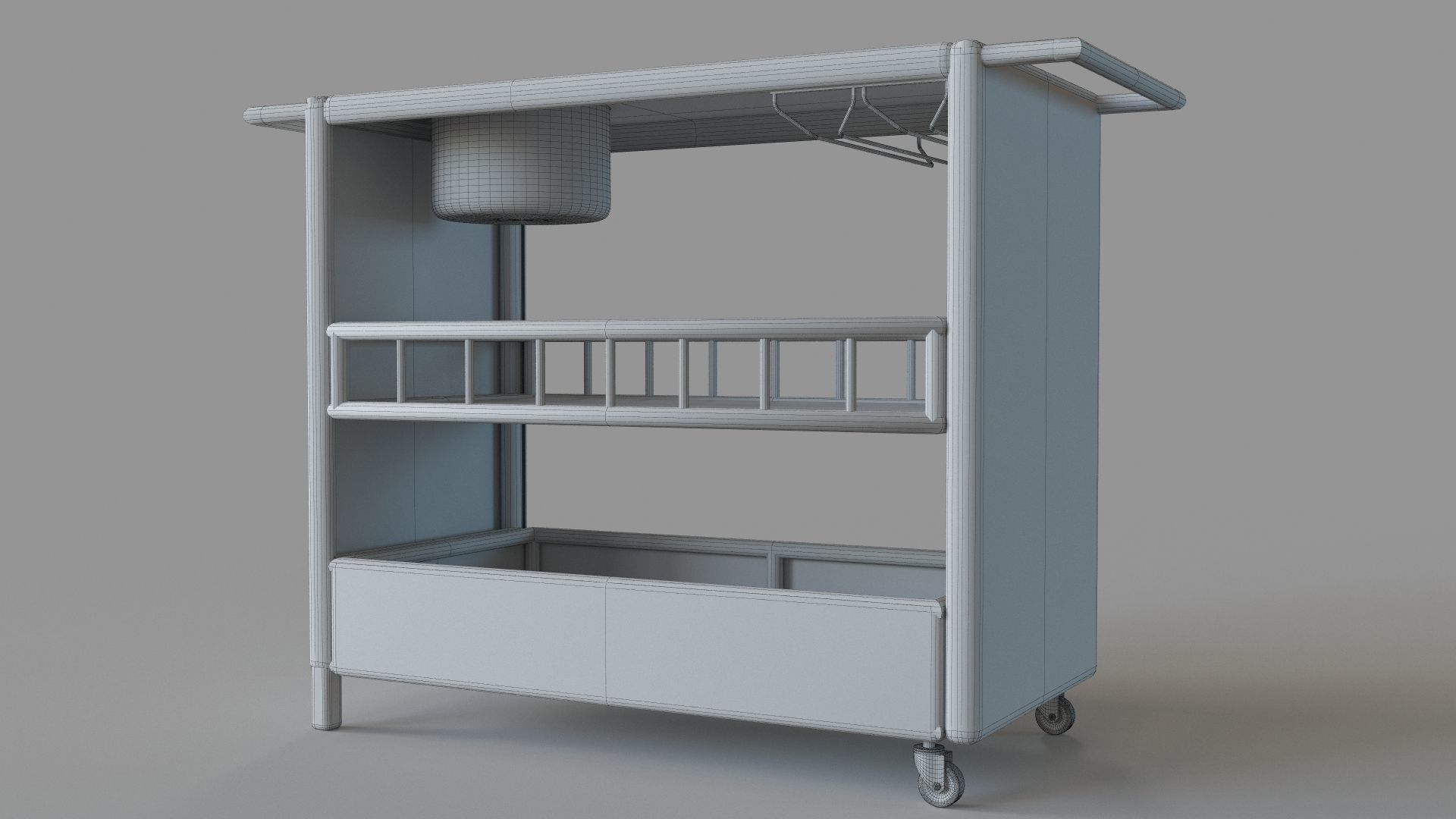 Puerta Outdoor Wicker Bar Cart With Ice Pail 3D model CGTrader