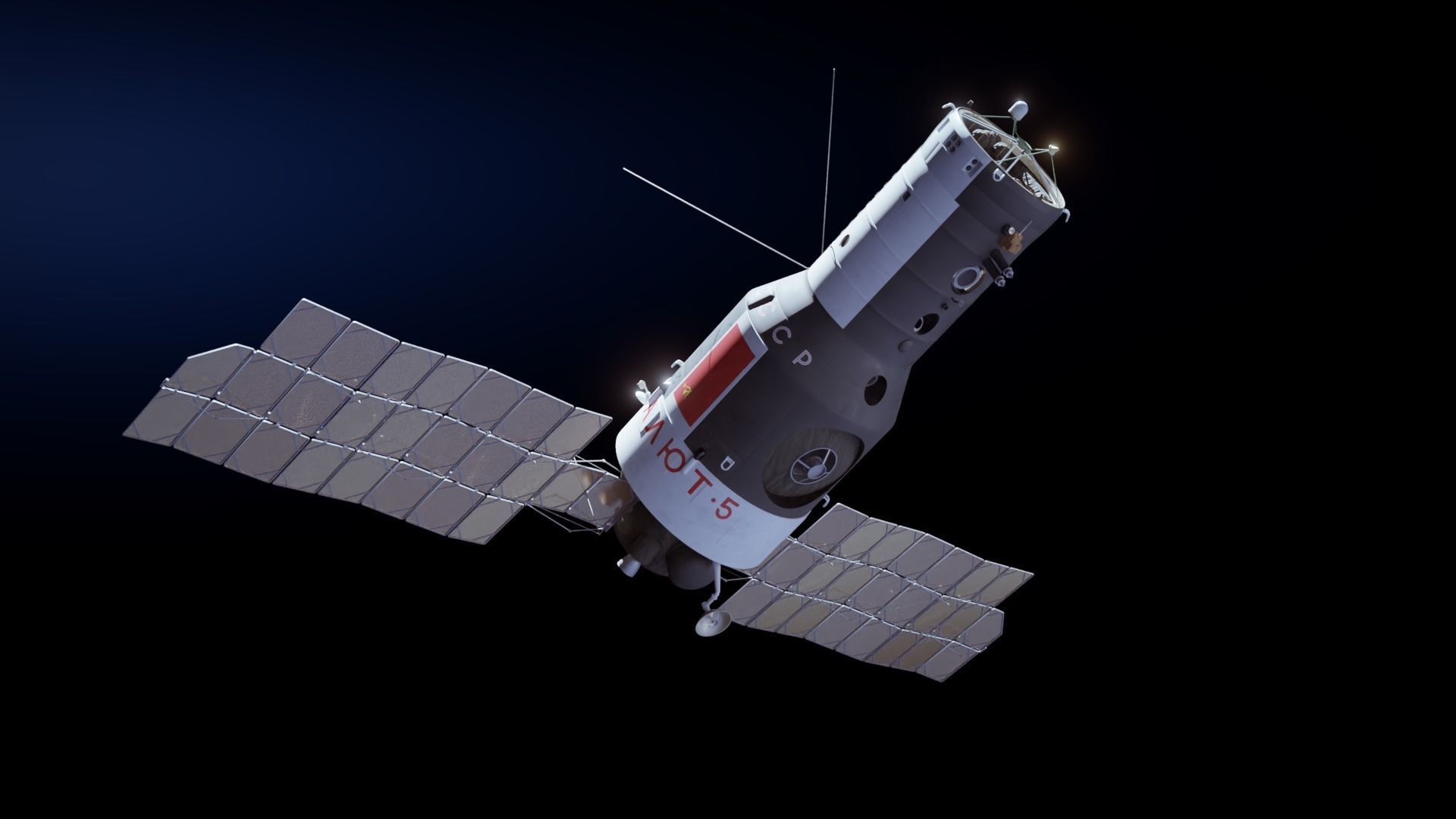 Almaz Military Salyut Space Station 3D model | CGTrader