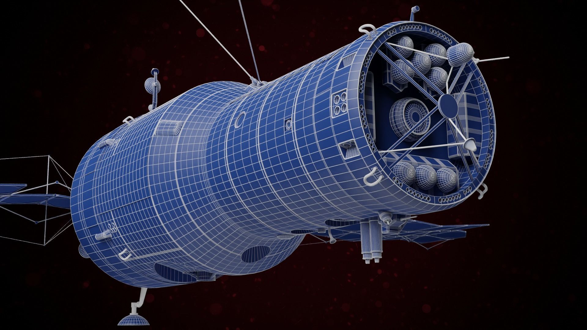 Almaz Military Salyut Space Station 3D model | CGTrader