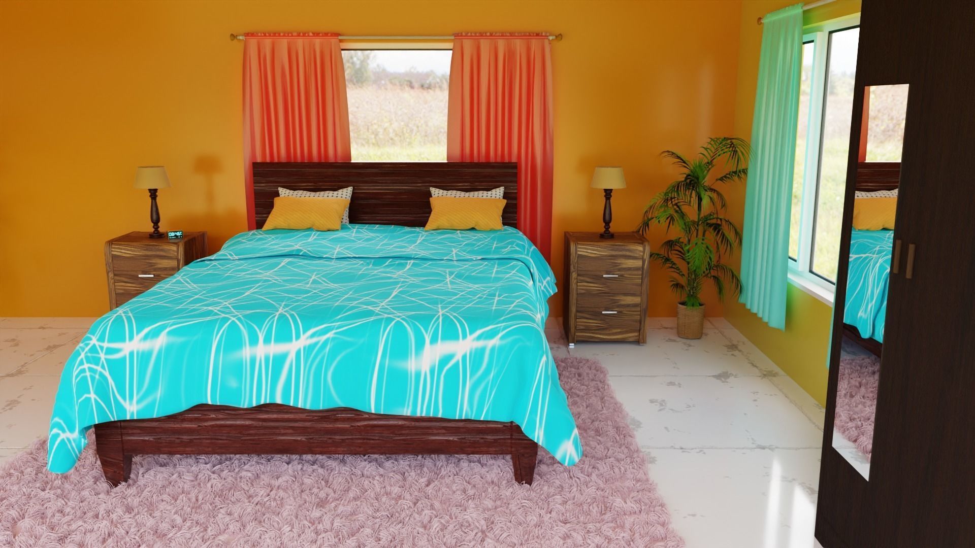 A COMMON DOUBLE BEDROOM free 3D model CGTrader