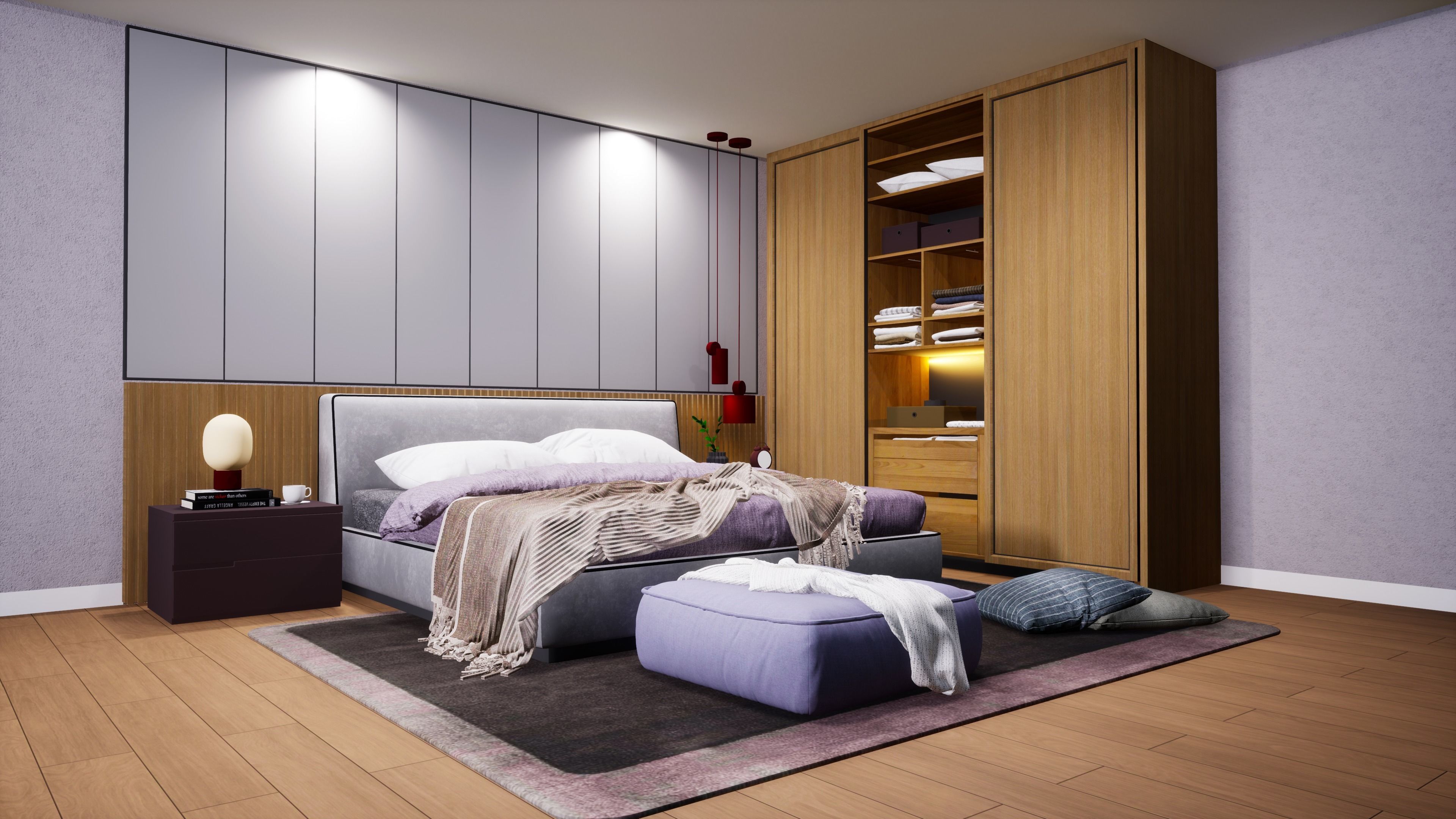 Bed and wardrobe set in Sketchup 3D model CGTrader