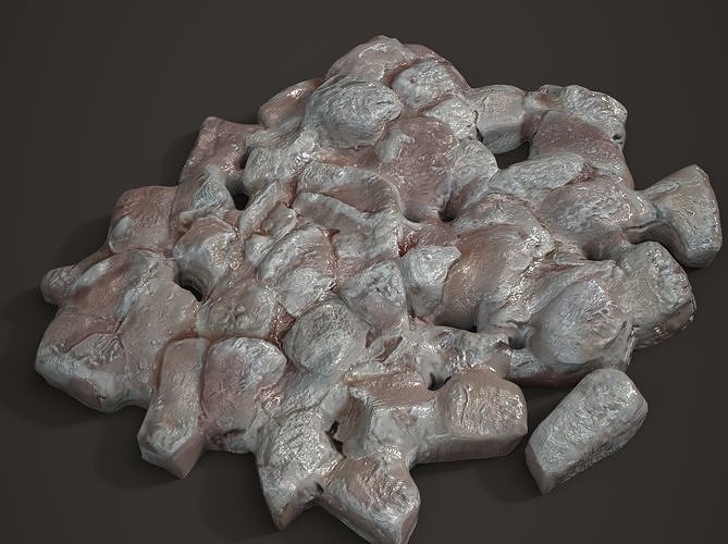 Raw Meat Cubes Low-poly 3D model