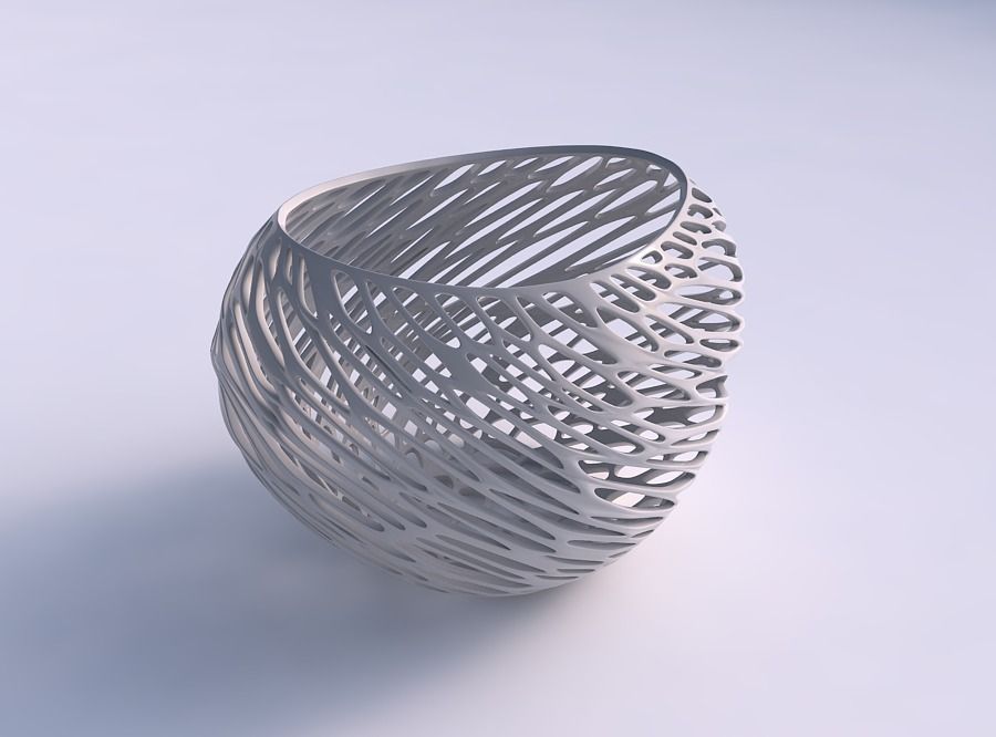 Bowl compressed 2 with twisted diagonal organic lattice 3D print model