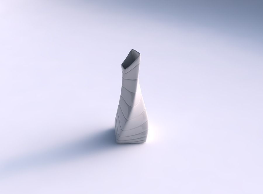 Vase twisted squeezed and bent rectangle with distorted horiz... 3D print model