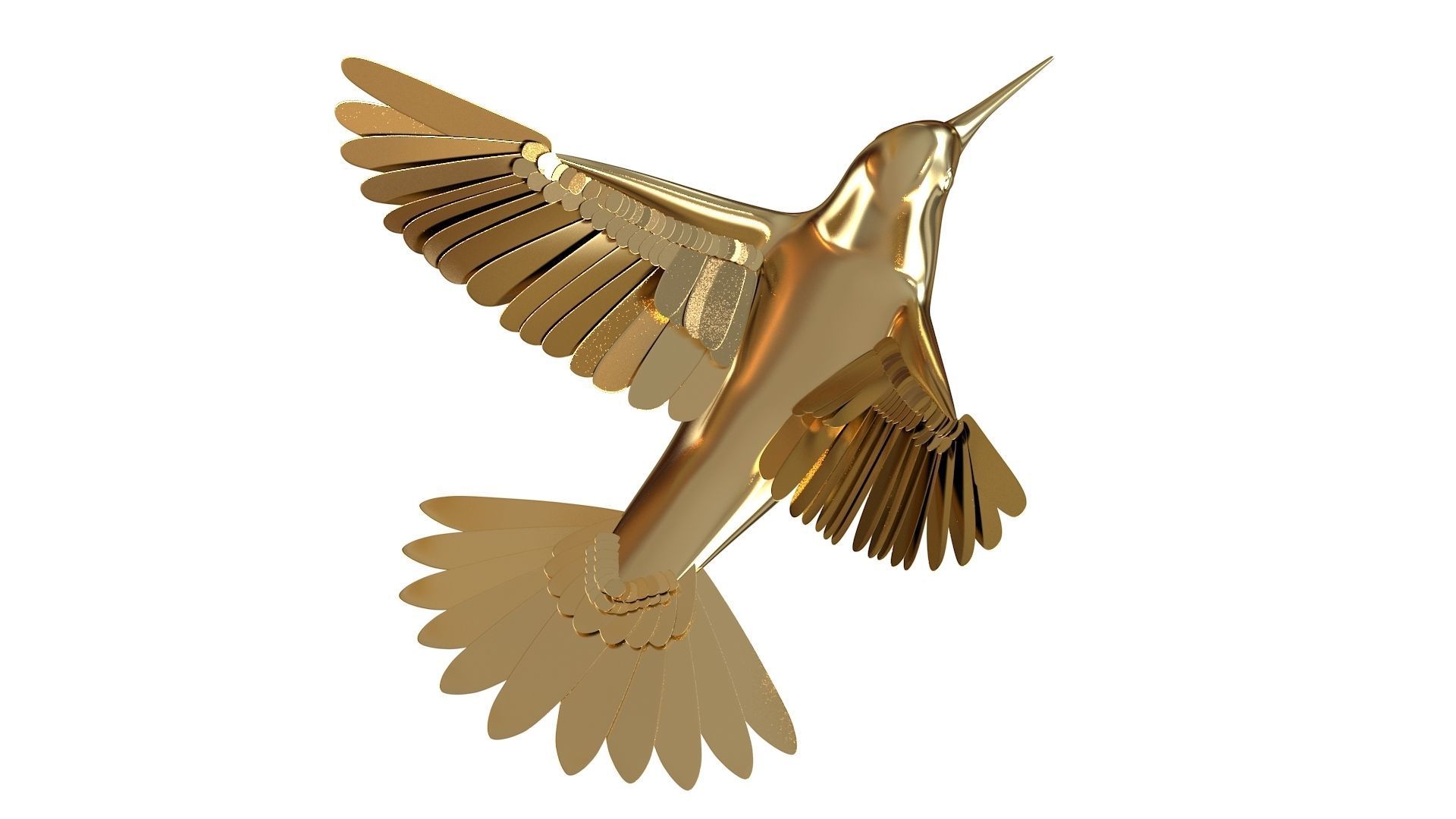 Hummingbird 3D print model golden bird flying 3D model | CGTrader