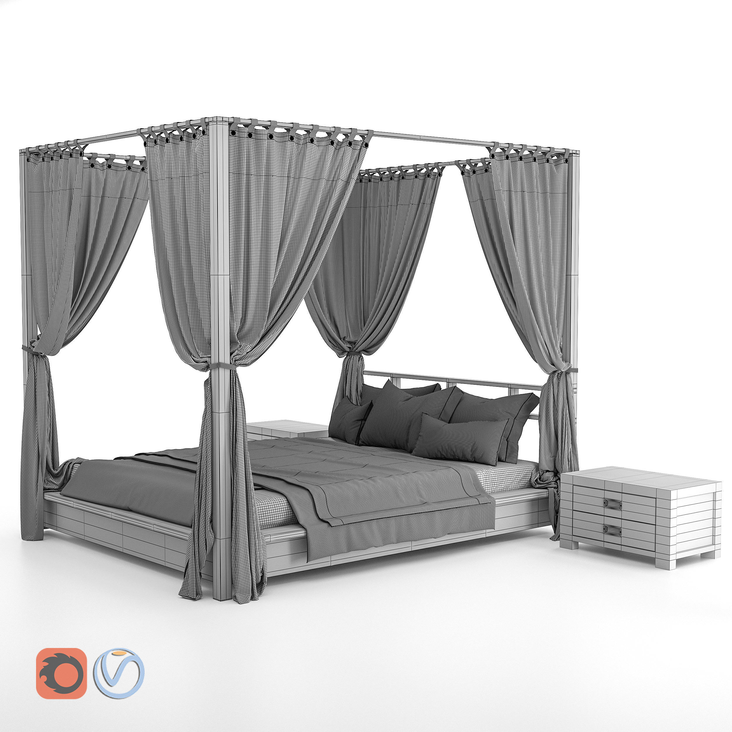 Fourposter bed 3D model CGTrader
