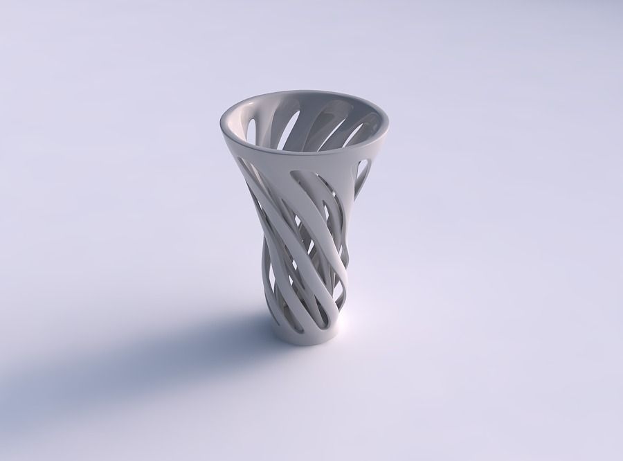 Vase widening with two layered vertical lines twisted