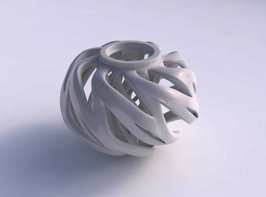 Vase wide top with twisted inner and outer lines tapered 2 3D print model