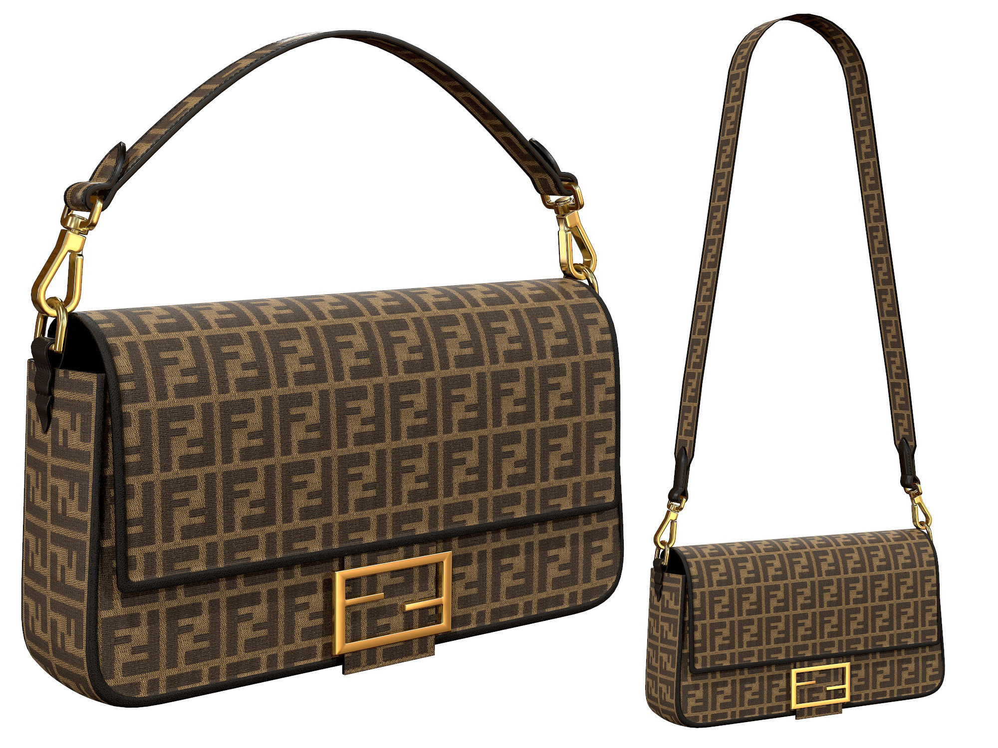 3D model Fendi Baguette Bag Brown Fabric VR / AR / lowpoly CGTrader