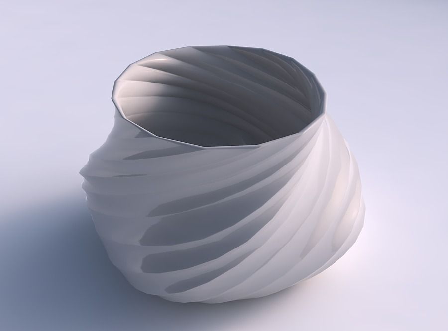 Bowl twisted elipse with twisted bands 3D print model