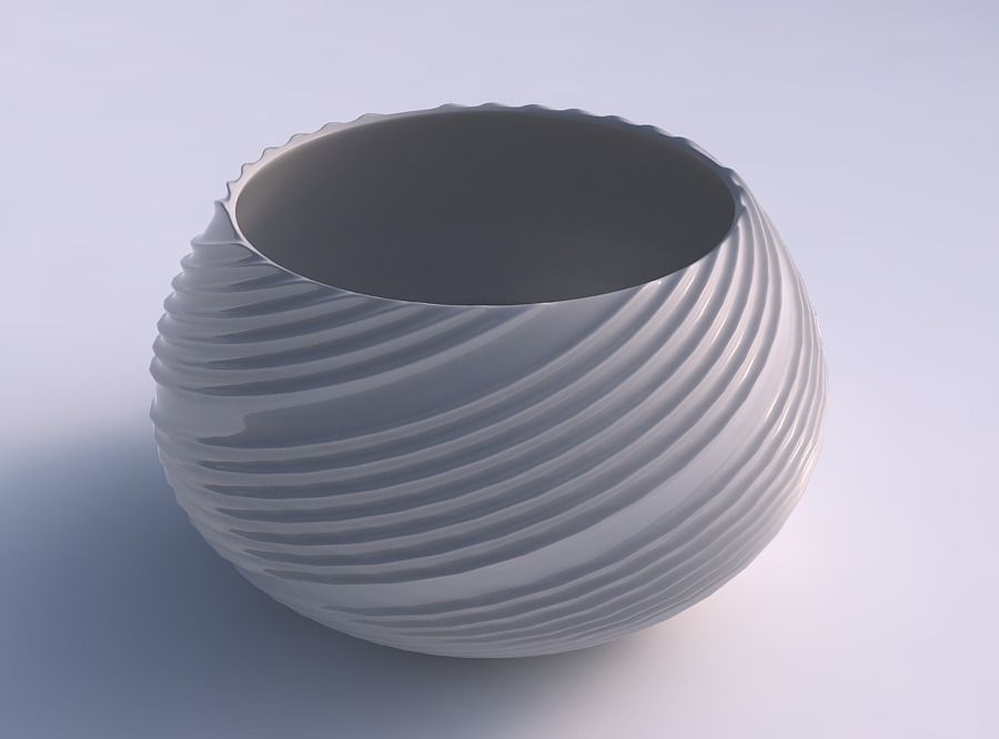 Bowl squeezed twisted with flowing extruded lines 3D print model