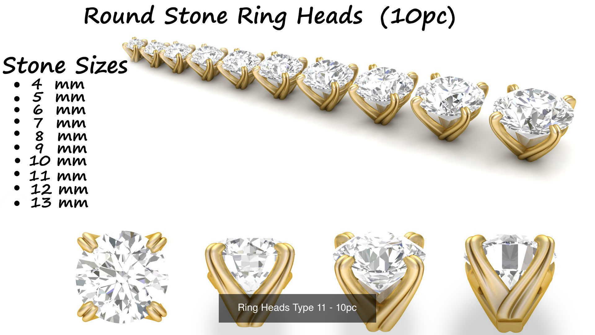 Round Ring Heads Collection of 115pc CGTrader