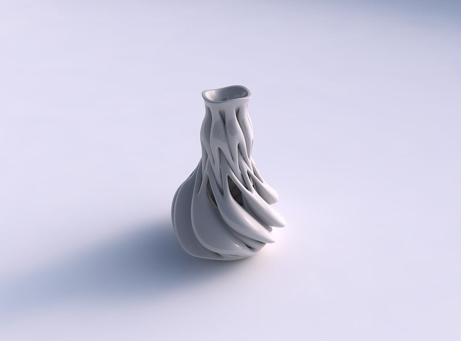 Vase with medium intertwining lines twisted and tapered 2 wavy 3D model