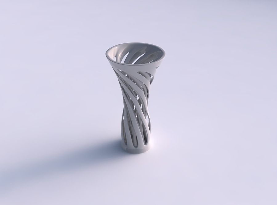 Vase widening with two layered vertical lines twisted and tap...