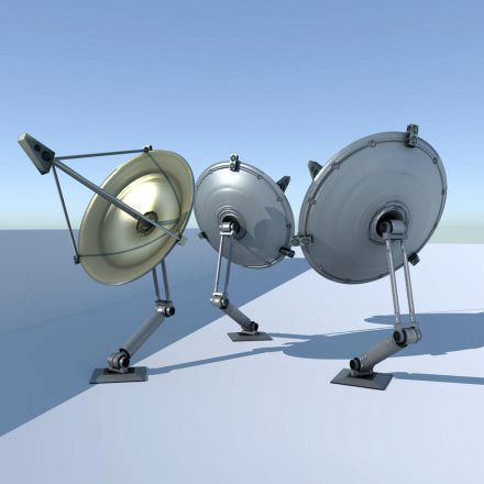 Satellite dishes rigged and low poly