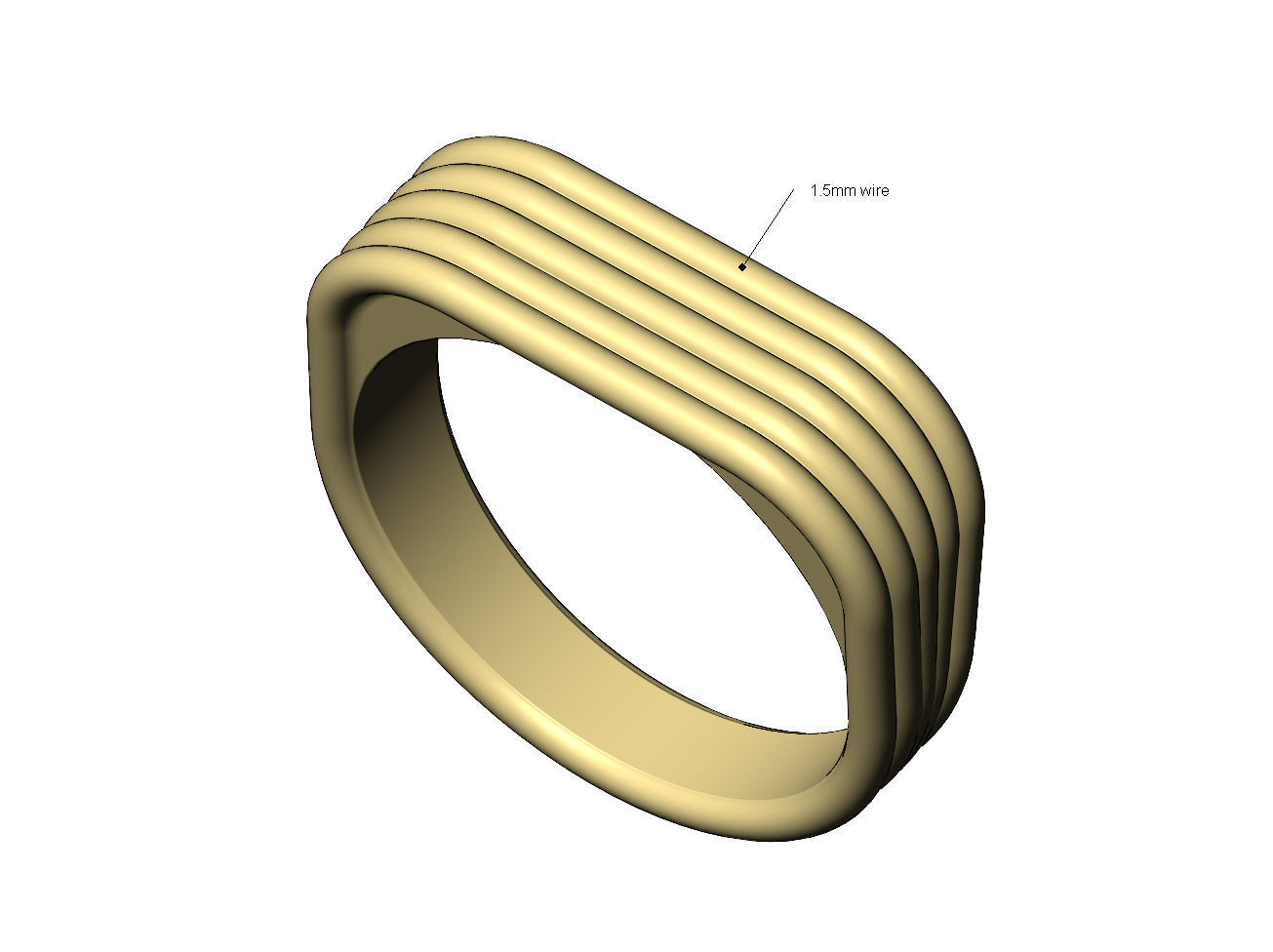 Rectangular rounded wire signet ring US sizes 6 to 9 3D model 3D ...