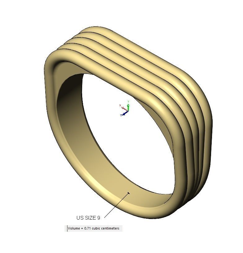 Rectangular rounded wire signet ring US sizes 6 to 9 3D model 3D ...