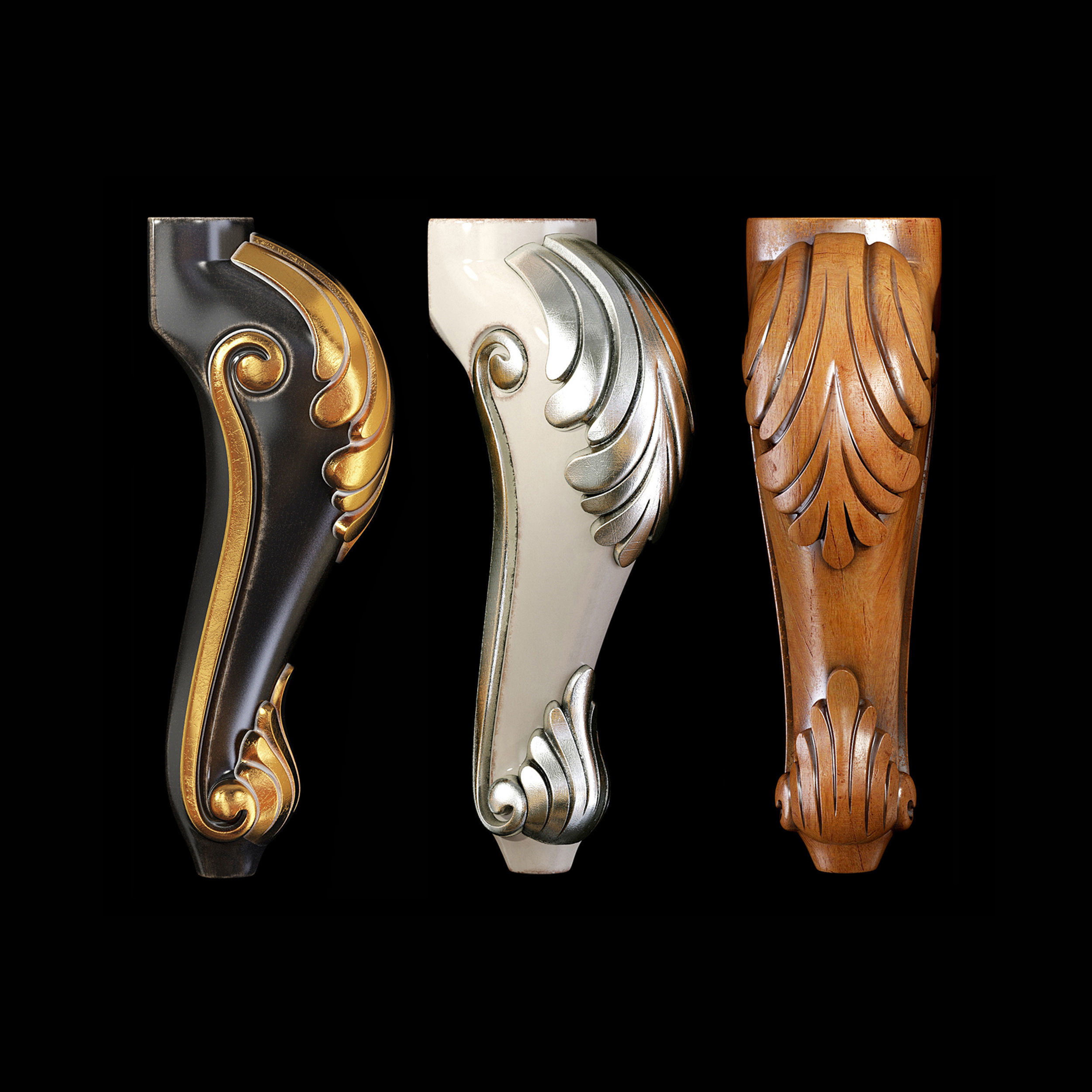 Collection of 30 classic furniture legs Part 1 3D model CGTrader