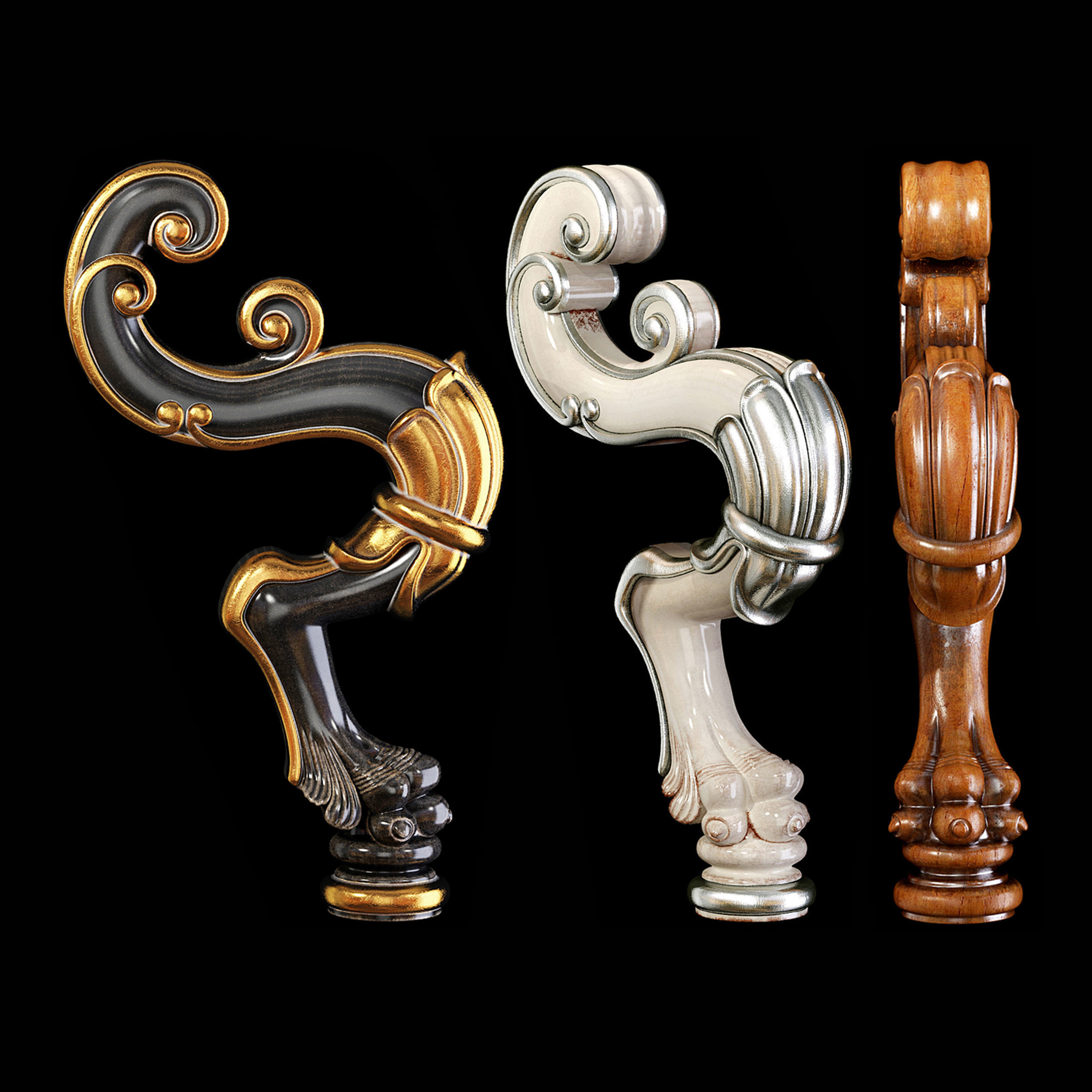 Collection of 30 classic furniture legs Part 1 3D model CGTrader