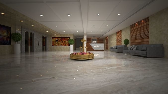 HOTEL RECEPTION Low-poly 3D model