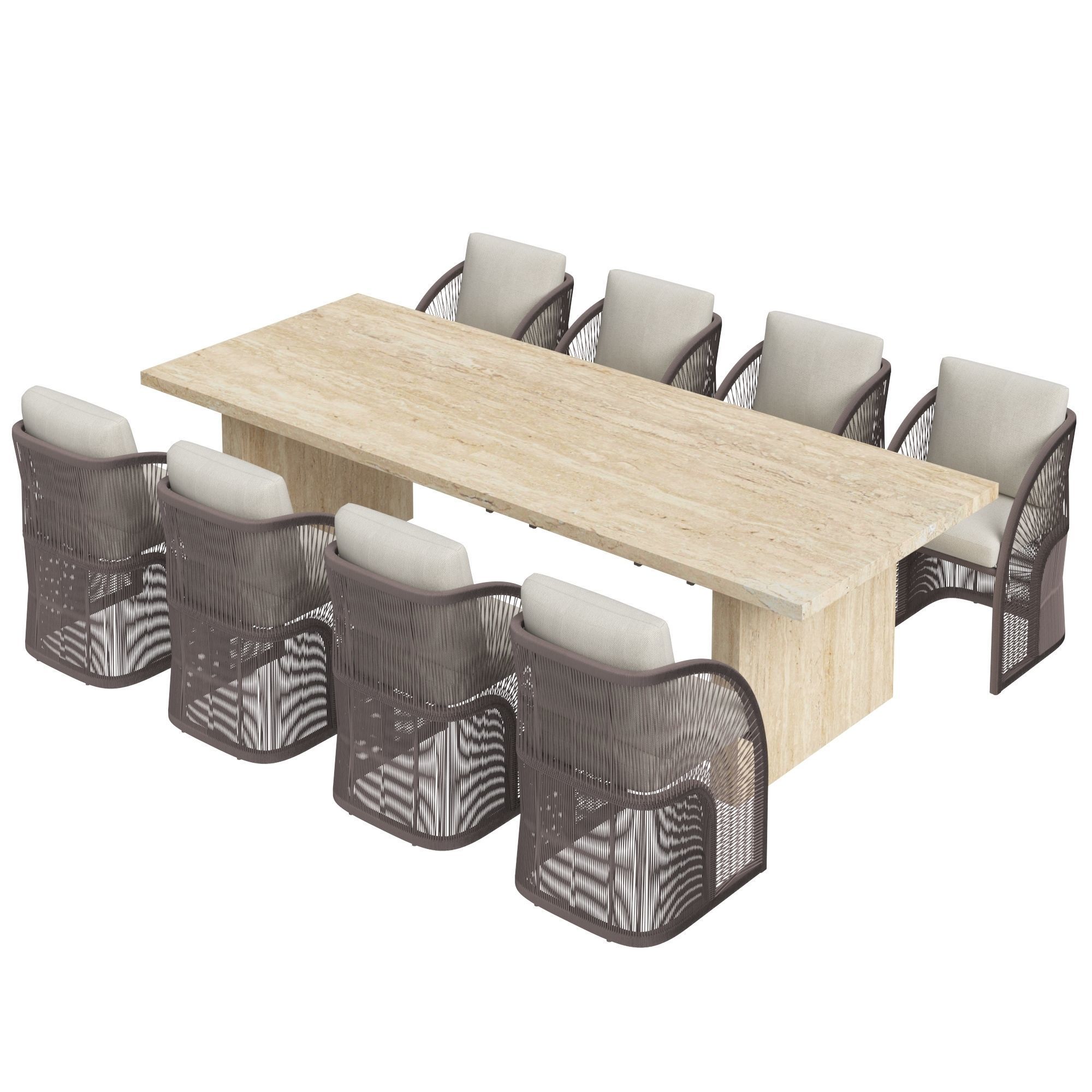 Restoration Hardware Pavona Chair Trento Travertine Dining Table 3D