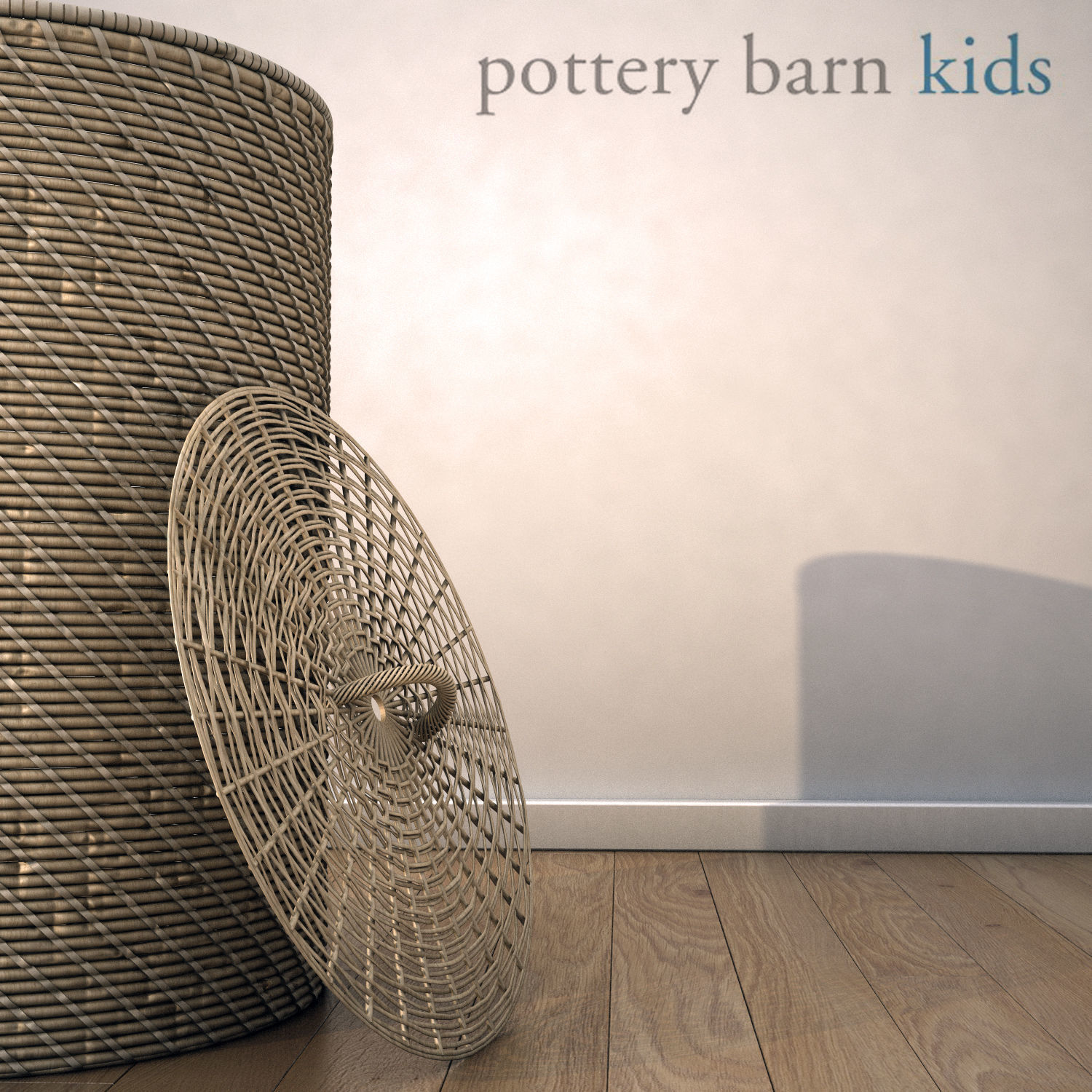 Pottery barn kids basket Quinn Bath Hamper 3D model CGTrader