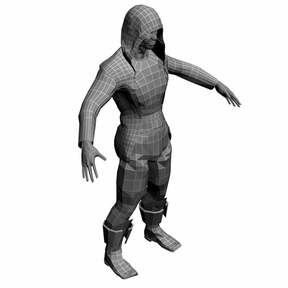 Low Poly Base Mesh Monah 3 Low-poly  3D model