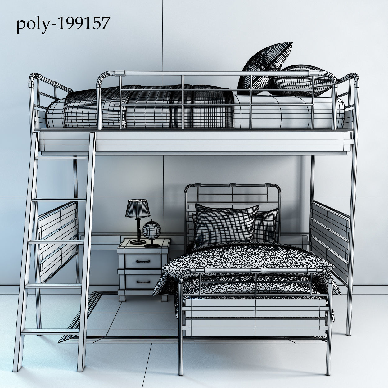 Pottery barn Owen Twin Loft Lower Bed Set 3D model CGTrader