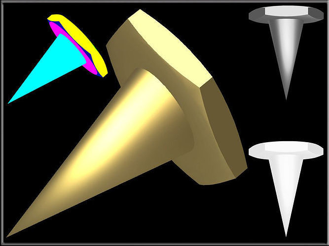 Thumb Tack 02 Low-poly 3D model