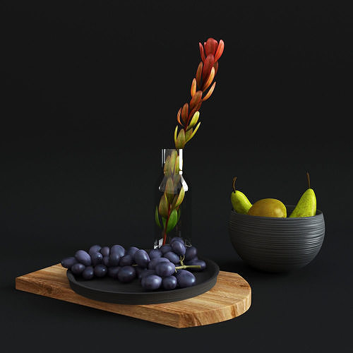 Set with fruits for the kitchen 3D model