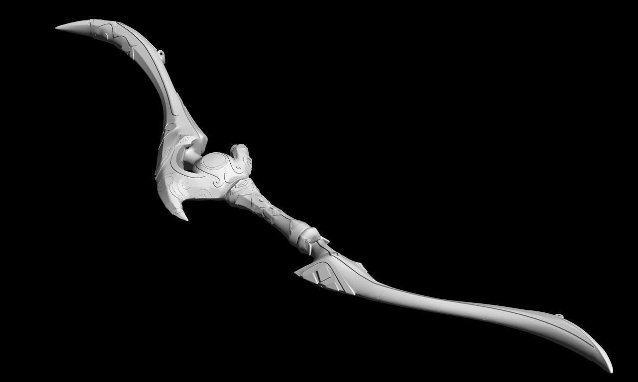 Genshin Impact Bow Prototype Crescent 3D model 3D printable CGTrader