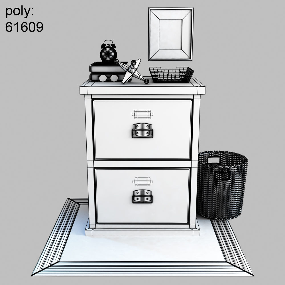 Bedford twoDrawer File Antique White 3D model CGTrader