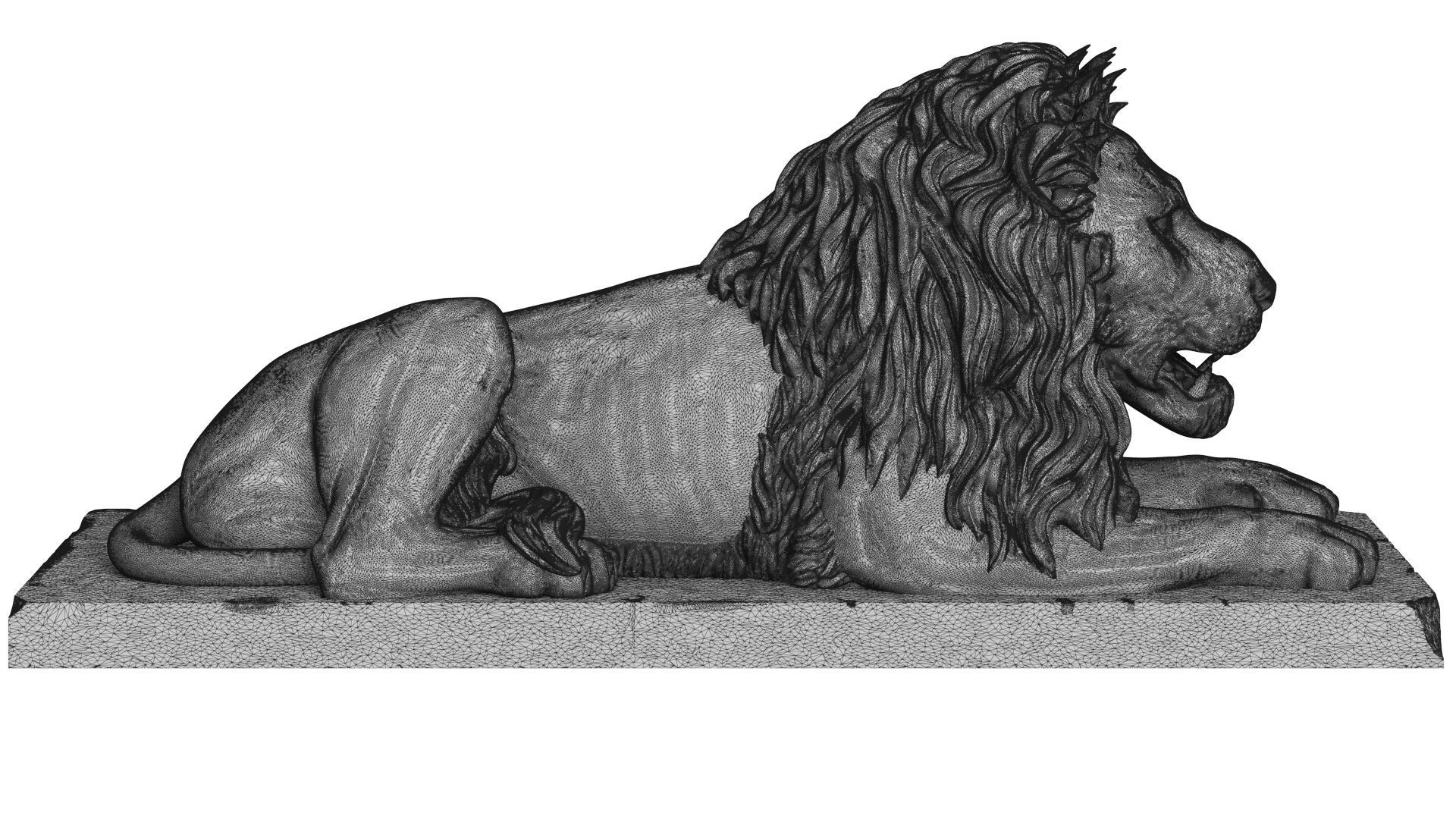 Stone Lion Sculpture Set 3D model CGTrader