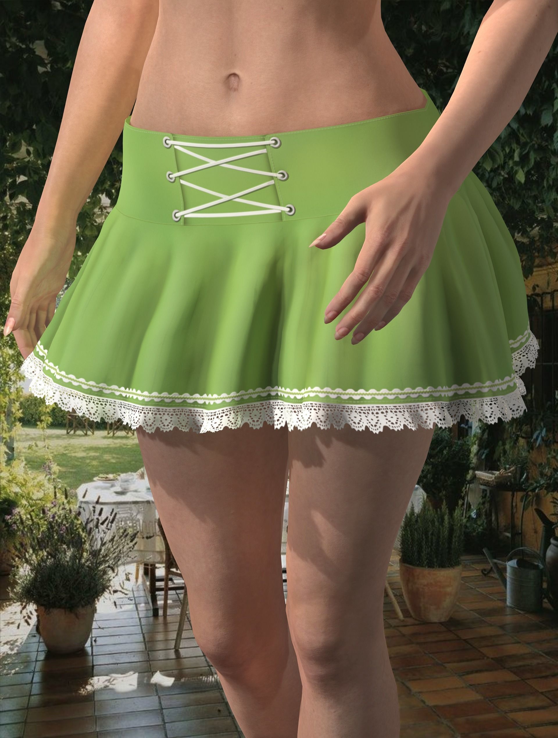 3D model Cute skirt with lace 3 colors VR / AR / lowpoly CGTrader
