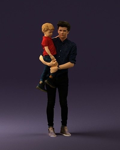 Man with kid in the arms 0626 3D model