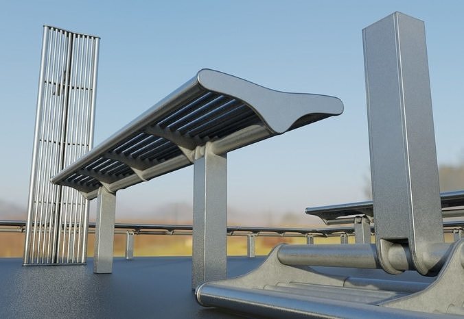 bench-5-low-poly-stainless-steel-version