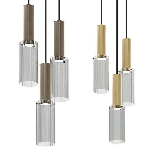 Flume 80 Pendant 3 Drop Grouping pendant lamp by J Adams Co 3D model