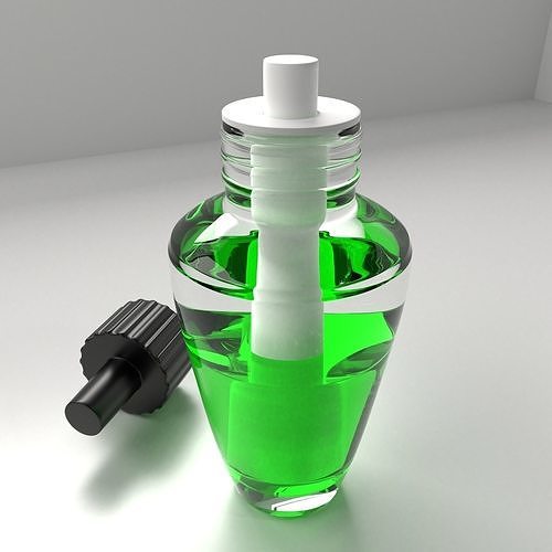 Air Freshener Bulb Half Liquid Unscrew Cap with Green Liquid 3D model