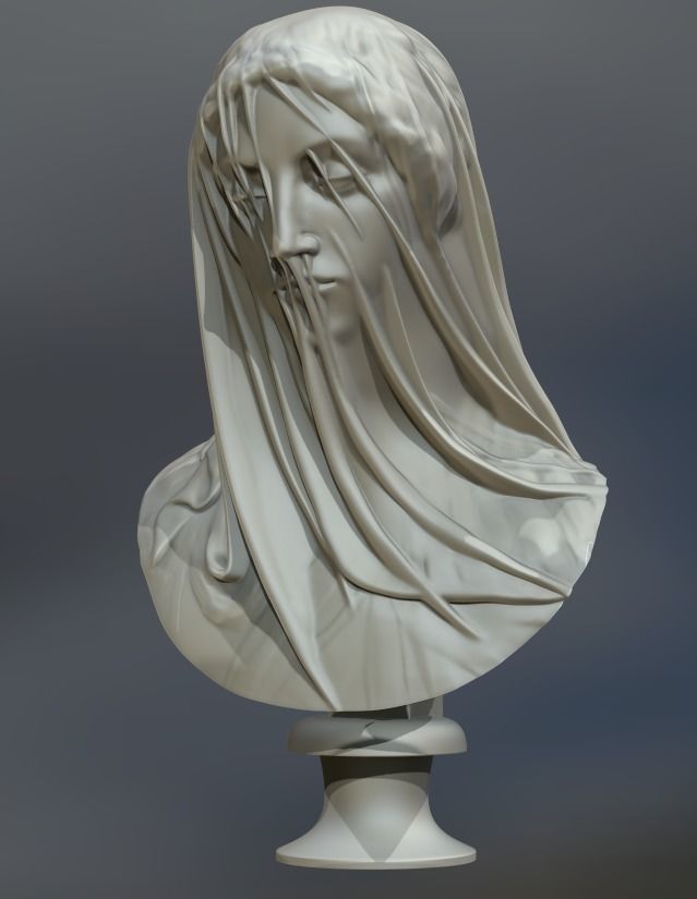 Classical Statue Bust - The Veiled Virgin Giovanni Strazza 3D model 3D ...