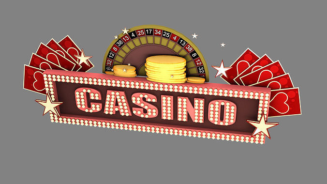 casino signboard Low-poly 3D model