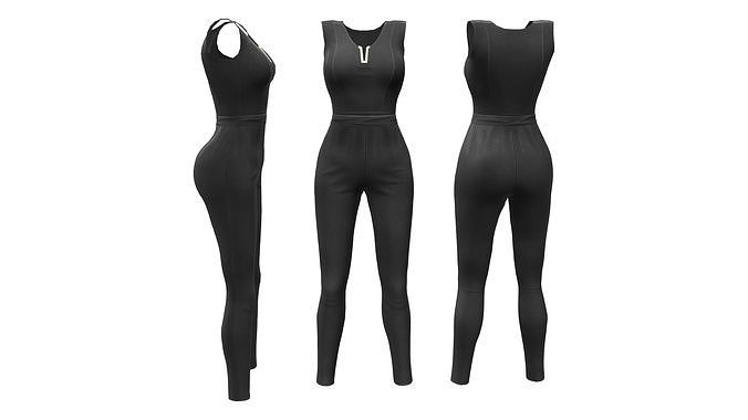 V-Neck Jumpsuit Low-poly 3D model