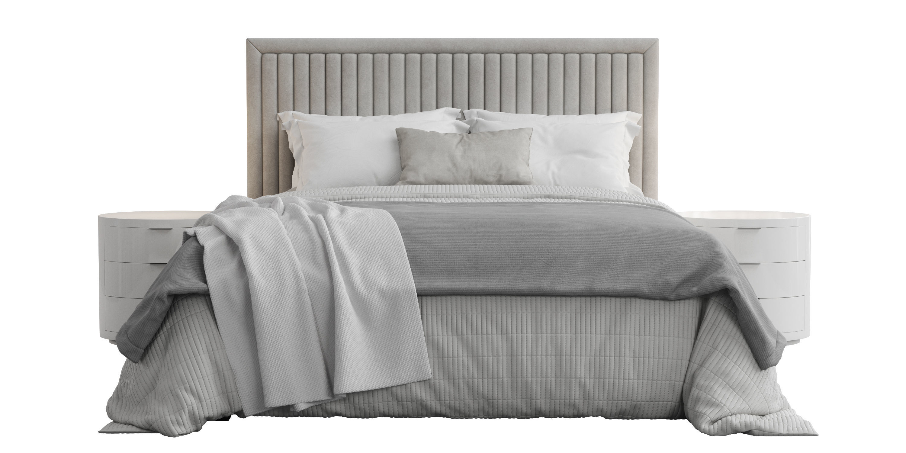 Channel Tufted Headboard Pine Queen Bed 3D model CGTrader