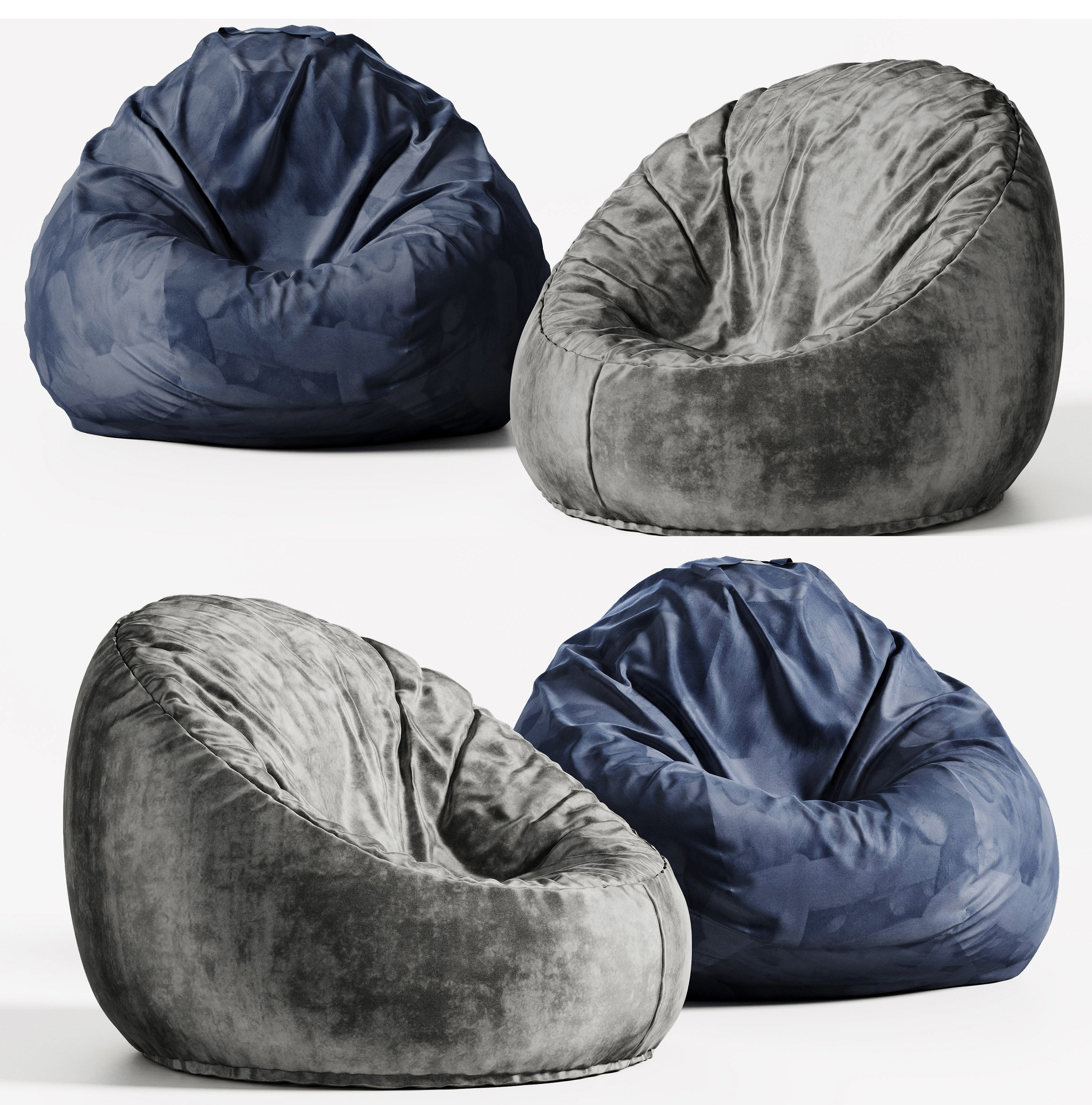 Two types of poufs 3D model CGTrader