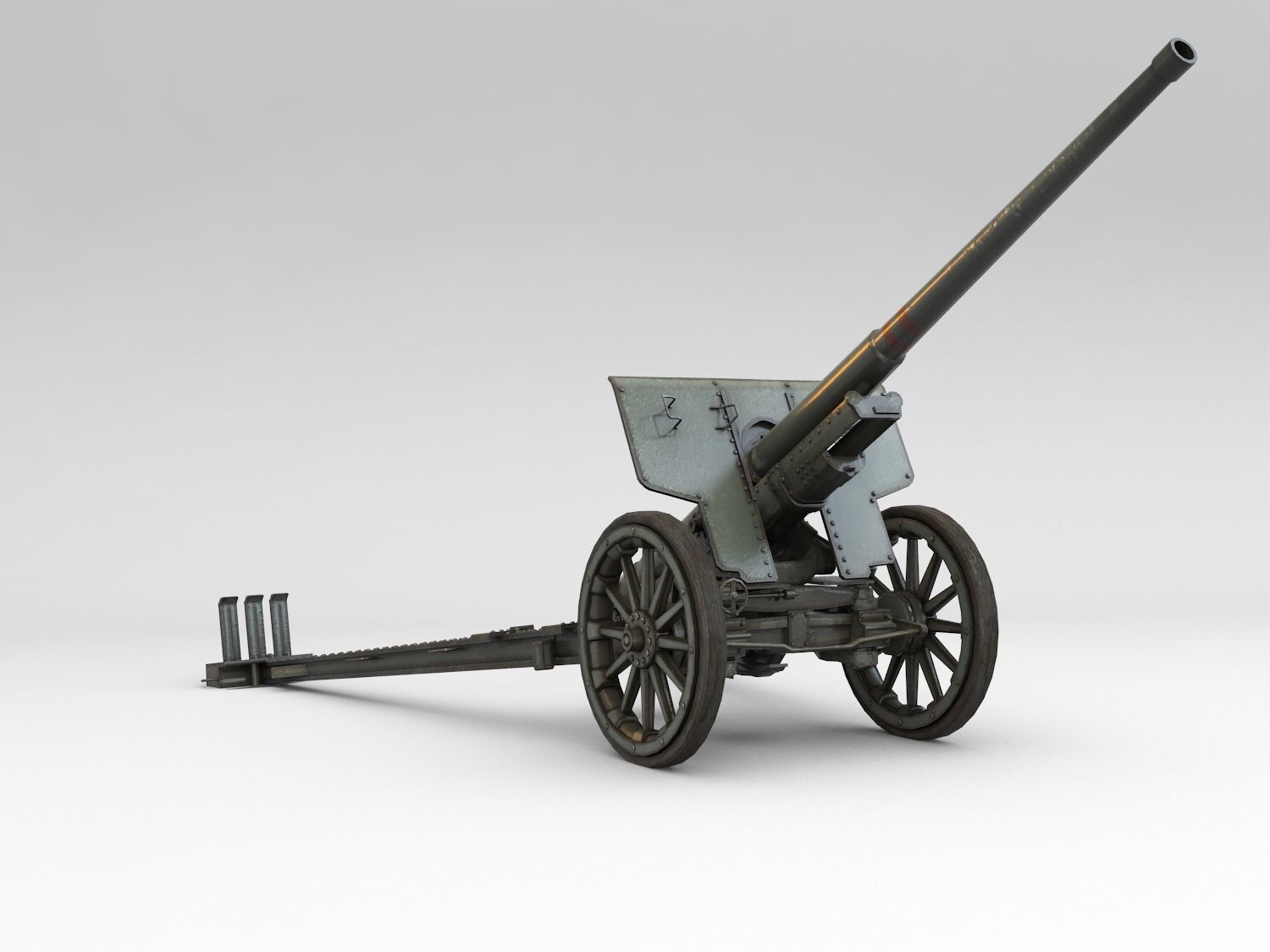3D model Low Poly Type 92 10 cm cannon VR / AR / lowpoly CGTrader