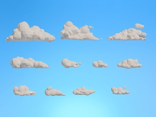 Low Poly Clouds Pack 1 Low-poly 3D model