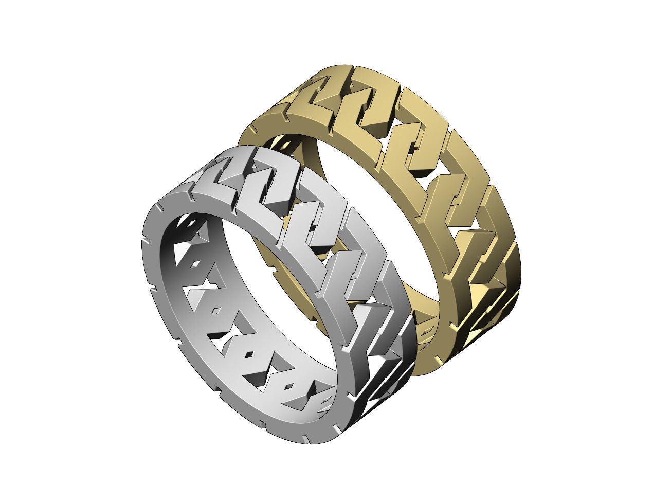 Elongated hexagonal chain link band US sizes 7 and 8 3D model 3D