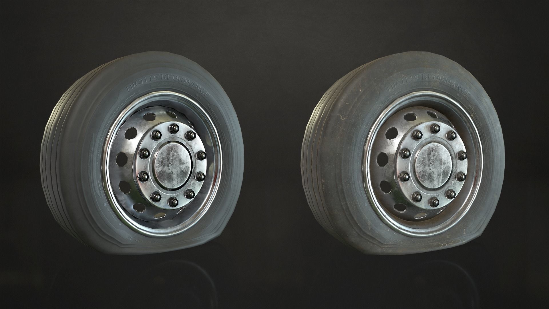 3D model Truck Wheels Rims and Tires VR / AR / lowpoly CGTrader